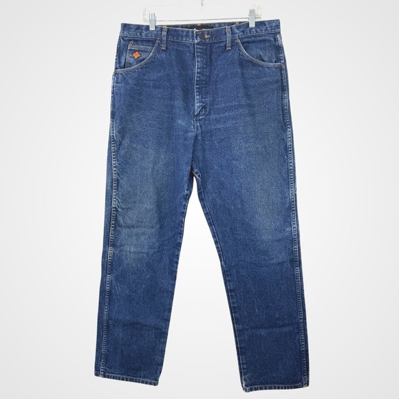 Wrangler Other - Wrangler Mens Flame Resistant Jeans Size 38x34 Blue Relaxed Workwear FR31MWZ